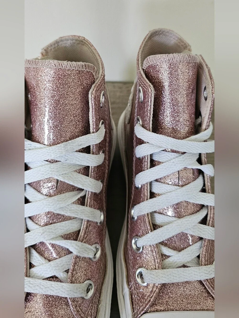 Converse Pink Rose Glitter High-Top Platform Sneakers Chuck Lugged Girls 2